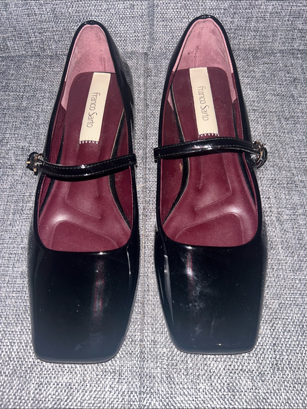 NEW - Franco Sarto Tinsley - Black Patent Mary Jane Flats with Burgundy Lining - Picture 3 of 8